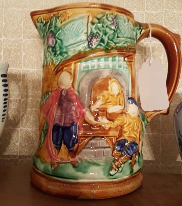 French majolica pitcher