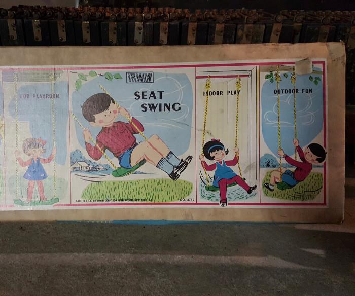 Vintage seat swing, new in box with fabulous graphics