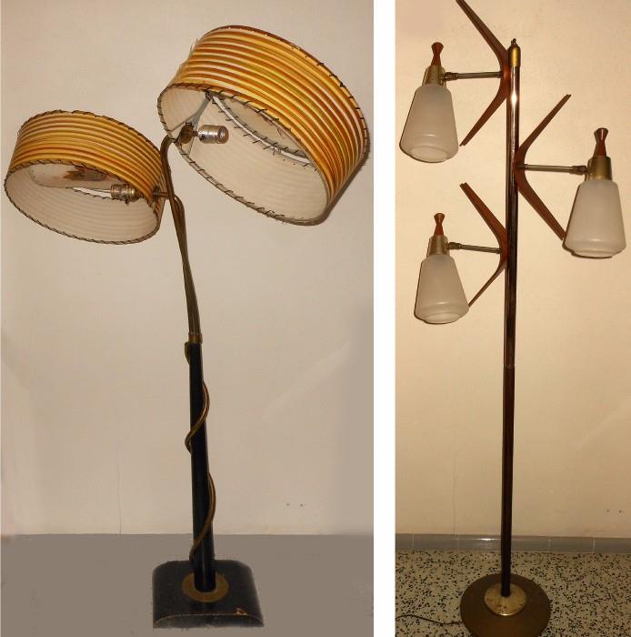 2 Mid Century Modern Floor Lamps, the first one needs new shades