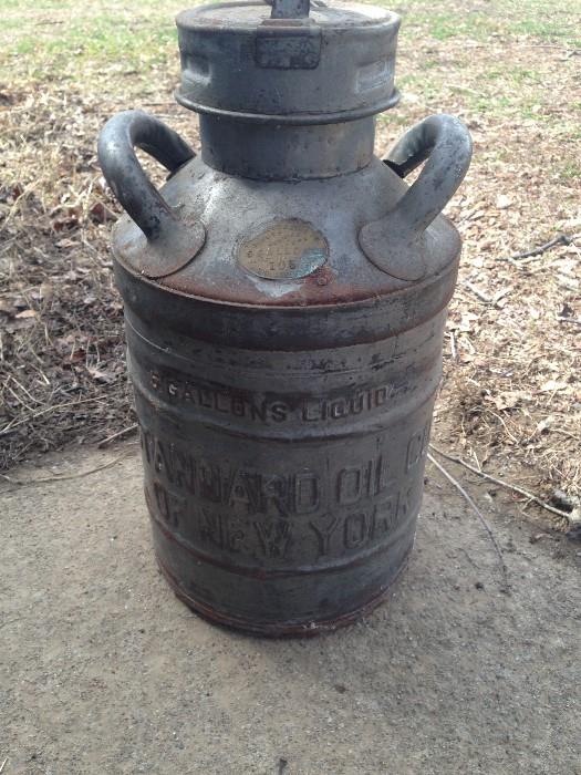 Rare and very collectible Standard Oil 5 gallon metal container, original tags