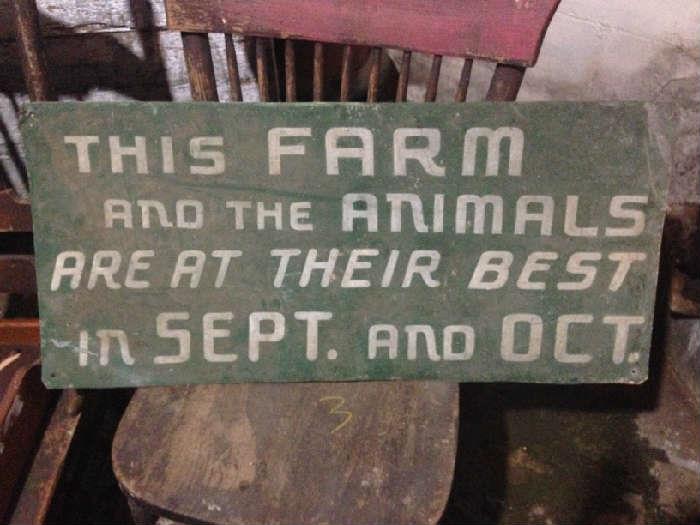 Rare tin sign from Benson's Animal Farm in Hudson, Nh. Circa. 1950's