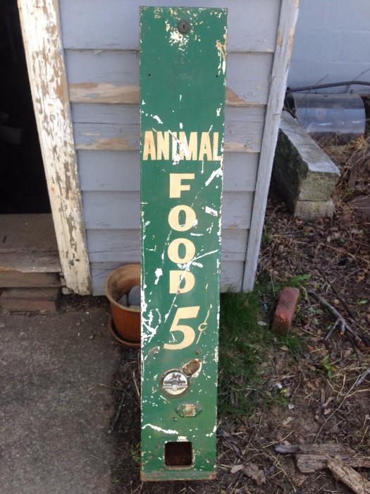 Rare 5 cent metal coin-op dispenser from Benson's Animal Farm in Hudson which was popular in the 1940's and 50's.  Coin op dates to the 1940's and is in original condition.