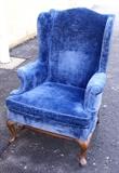 Hickory Chair Company Blue Mohair Fabric High Back Chair 