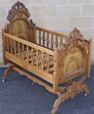 Antique Walnut & Burl Victorian Era Crib