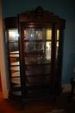 Curved Glass China Cabinet with Carved Crest