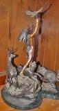 Beautiful & Huge Bronze with Indian, Deer, Large Cat, Bear and Eagle