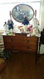 Antique Oak Dresser with oval mirror