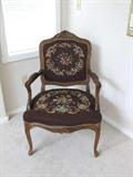 ANTIQUE CHOCOLATE BROWN NEEDLEPOINT FABRIC SITTING CHAIR

CARVED WOOD

EXCELLENT CONDITION