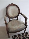 PASTEL SAGE GREEN FLORAL NEEDLEPOINT FABRIC SITTING CHAIR

CARVED WOOD