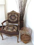 MORE TWIG BRANCHES, CHOCOLATE BROWN NEEDLEPOINT FABRIC SITTING CHAIR.

ALL CHAIRS ARE IN EXCELLENT CONDITION!!