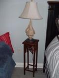 shell lamp & bamboo table