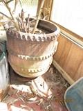 HEAVY DUTY POTTERY PLANTER WITH DESIGN