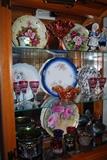 Lighted china cabinet with antique glass,