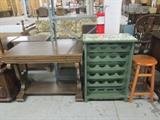 LIBRARY TABLE AND WINE RACK