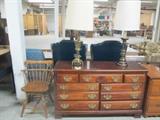 DRESSER CHAIR AND LAMPS
