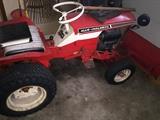ALLIS CHALMERS B-10 LAWN TRACTOR W/CUTTING DECK, PLOW & TIRE CHAINS