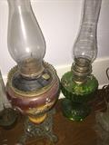 over a dozen of antique lighting including kerosene lamps