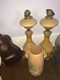 antique lighting and very large Weller pottery
