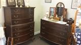 High and low antique dresser set