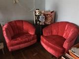 Striking red antique chairs 50's