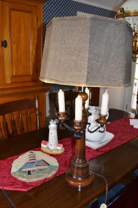 Four Candle Wood Lamp, Nautical decor