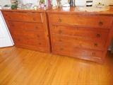Vintage Oak 4 Drawer Chest. (2)