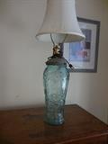 Vintage Blue Glass Jar Lamp