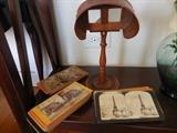 Antique Stereo Card Viewer with Cards. Missing Wood Piece that holds the stereo Cards..Still Nice Vintage Piece..:)