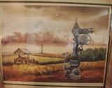 Lithograph 243/500 just unwrapped from the framer. By Donald Mitchell. One of two with Texas oil well theme