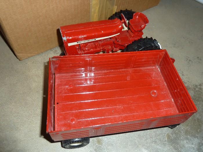 Vintage metal toy tractor