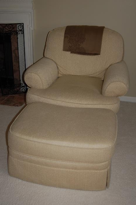 Sherrill upholstered chair and ottoman