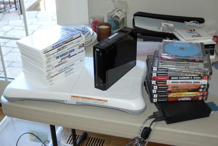 Wii and Playstation consoles and games