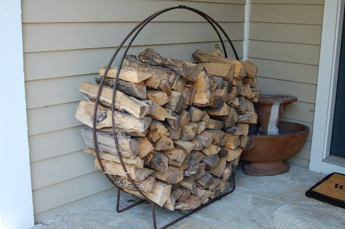 Firewood, firewood holder and fountain