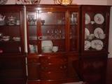 Hickory, N.C. Mahogany china cabinet with 2 custom made side cabinets.
