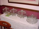 A selection of covered cake plates.