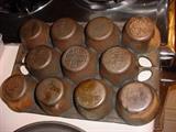 Double marked muffin pan. Wagner Ware and Griswold made in USA.