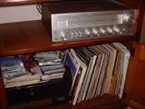 The turntable is lower left. The albums are mostly Gospel and Christmas.