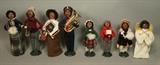 Lot 19:  8pc BYER'S CHOICE Carolers. Black Figures. Hard to find. Christmas Dolls. Salvation Army. Teacher. Angel, etc: Dimensions:  H: 14 inches: W: 7 inches --- US Shipping charge: $50