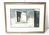 Lot 33:  MILDRED SANDS KRETZ Watercolor. Window with Shutter. Signed. : Dimensions:  Image Size: H: 13.75 inches: W: 21 inches --- 