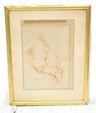 Lot 34:  CHARLES DESPIAU Charcoal Sanguine Drawing. "Reclining Nude" Kleemann Galleries tag. Doyle,  New York Auction label; 9/27/00. Signed. : Dimensions:  Image Size: H: 14 inches: W: 10 inches --- 