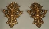 Lot 45:  Pair of Figural Cherub Wall sconces. Brass colored white metal.: Dimensions:  H: 17.5 inches: W: 13 inches: D: 4.5 inches --- US Shipping charge: $35