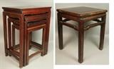 Lot 55:  Set 3 Asian style Nesting Tables AND Single Table.  : Dimensions:  H: 22.5 inches: W: 17.75 inches: D: 12.5 inches --- 