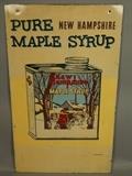 Lot 56:  NEW HAMPSHIRE Maple Syrup Tin Sign. Double sided advertising metal sign. : Dimensions:  H: 30 inches: W: 18 inches --- 