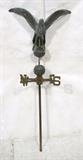 Lot 70:  Vintage Eagle Figural Weather Vane. Brass compass points. with textured copper eagle.: Dimensions:  H: 50 inches: W: 21 inches: D: 18 inches --- 