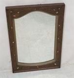 Lot 71:  Arts & Crafts Wall Mirror. Oak frame with applied opal cabochons. : Dimensions:  H: 24.75 inches: W: 17.5 inches --- 