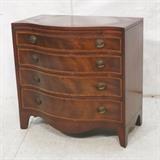 Lot 78:  Serpentine Front Mahogany Bachelors Chest. Pull Out Desk. HERITAGE by HENREDON. Marked. : Dimensions:  H: 35.225 inches: W: 36 inches: D: 20 inches --- 