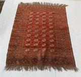 Lot 92:  6'6" x 4'5" Wool Oriental Carpet Rug. Bokhara style. Red ground with repeating diamond pattern. : Dimensions:   --- 