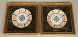 Lot 112:  Pr Framed Imari style plates. Mounted in wood frames with velvet to allow viewing of back.  One Marked. : Dimensions:  H: 12 inches: W: 12 inches --- US Shipping charge: $35