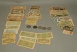 Lot 142:  Mixed Lot Foreign Currency. 5 Chinese coins. Asian paper currency. German, Egyptian & Brazilian paper Money.: Dimensions:   --- US Shipping charge: $10