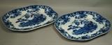 Lot 182:  Pr Flow Blue COPELAND Ironstone Large Platters. Marked. : Dimensions:  H: 15.5 inches: W: 20.5 inches --- US Shipping charge: $35